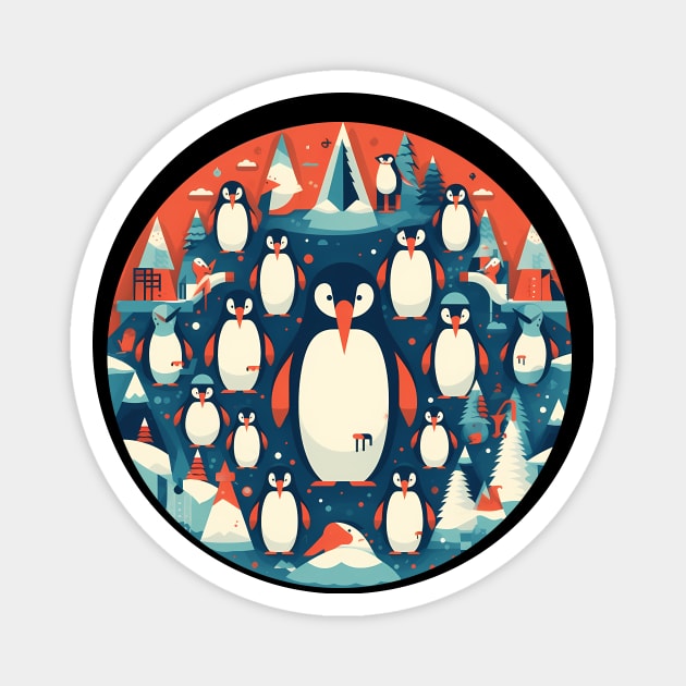 Penguin in Ornmament, Love Penguins Magnet by logiamerch